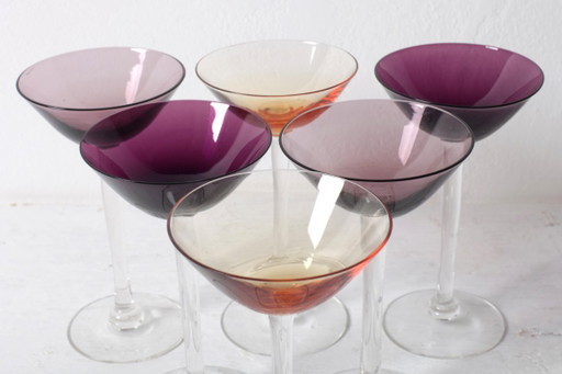 Ensemble de 6 verres à liqueur vintage en cristal coloré / Suède / Années 1980 – glazen karaffen, Crystal (photo 2 of 8)
