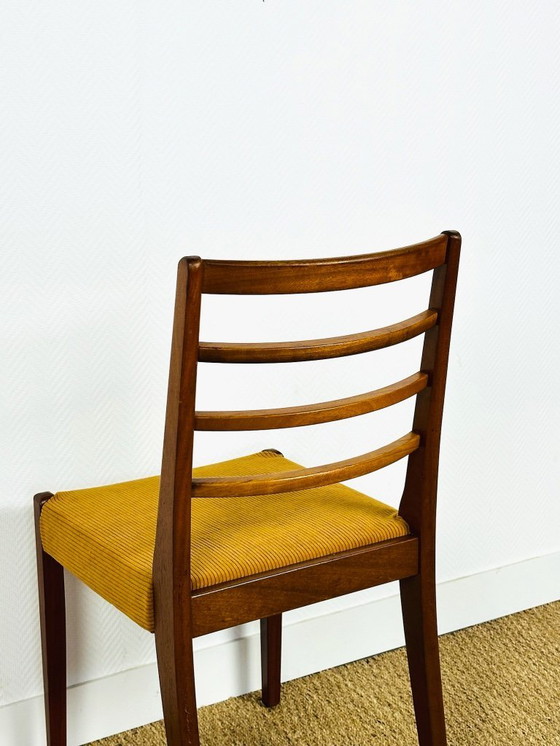 Image 1 of Set di 3 sedie da pranzo scandinave in teak e velluto a coste, 1960