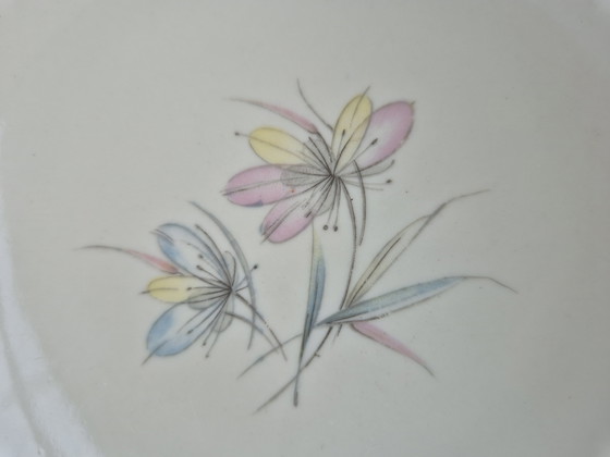 Image 1 of Trio da tè bavarese d'epoca - Piatto d'oro e floreale - Anni '50-'60
