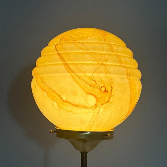 Image 1 of ANCIENNE LAMPE A POSER EN VERRE MARBRÉ VINTAGE