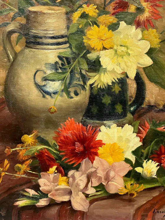 Karel Jongelinghs ( ) “Stilleven met bloemen”. – Schilderijen & Tekeningen, Canvas (photo 6 of 8)