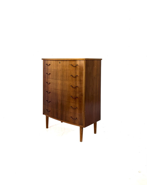 Cómoda danesa vintage de nogal, década de 1960. – ladekasten, Wood, Metal