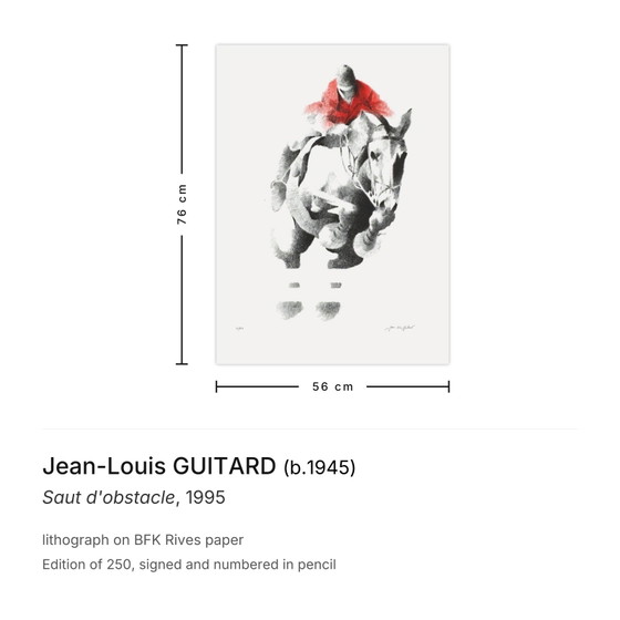 Jean-Louis Guitard ondertekende lithografie Saut D'Obstacle 1995 – Litho's & Zeefdrukken, Paper (photo 3 of 5)