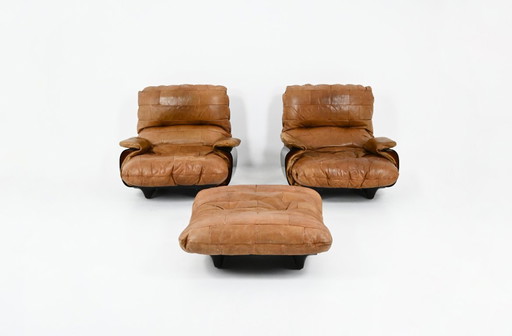 Sillones y otomana "Marsala" de Michel Ducaroy para Ligne Roset, década de 1970