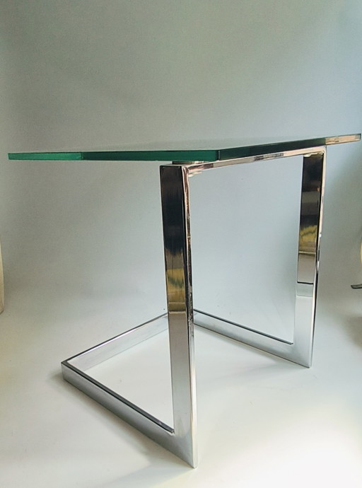 Table d'appoint moderne en verre Gerba verre chromé