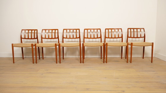 Image 1 of 6 sedie da pranzo Niels Otto Møller | Modello 83 | Papercord | Teak