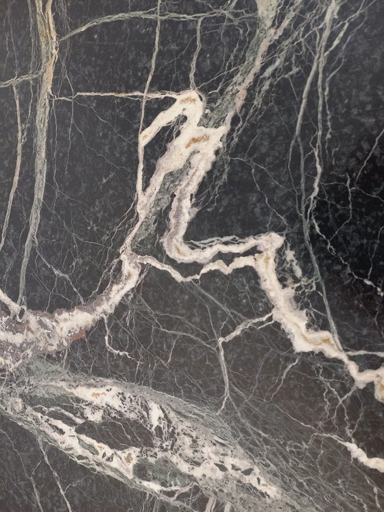 Image 1 of Vintage oval coffee table in black marble from the 1970s