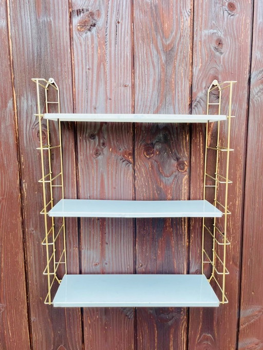 Mid Century Modernes verstellbares Wandregal aus Messing und Metall, 1960er Jahre