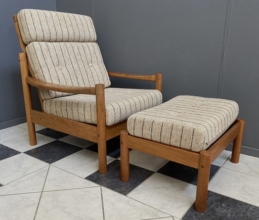 Hoge Rug Relax Stoel met Hocker 1960 gemaakt door Tarm Stole Denemarken