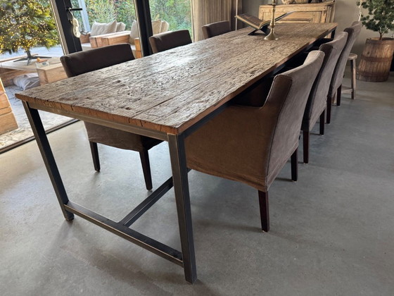 Image 1 of Grande table à manger rustique et robuste en chêne massif, fabriquée sur mesure, 320 cm !