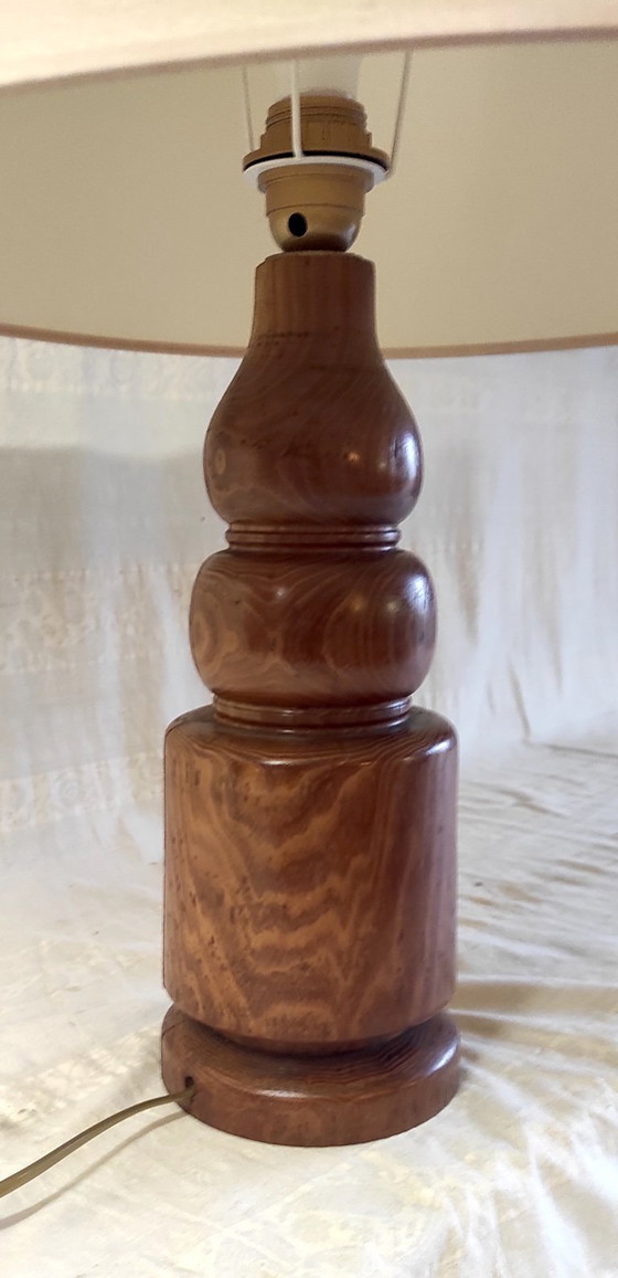 Image 1 of Scandinavian-style table lamp in turned wood - 1970s