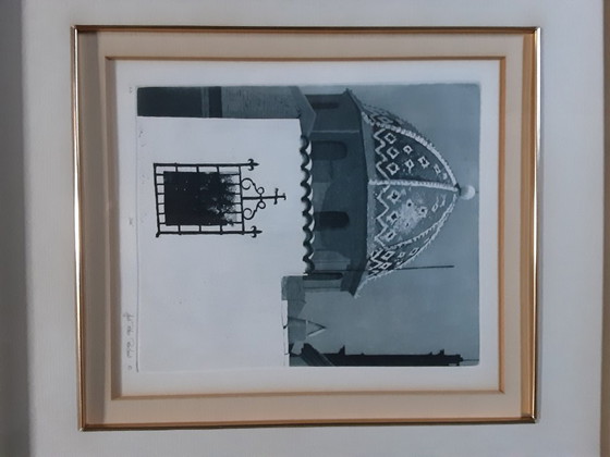 2 Passepartout Gerahmte Radierungen – Lithographien & Drucke, Glass, Metal (photo 5 of 10)