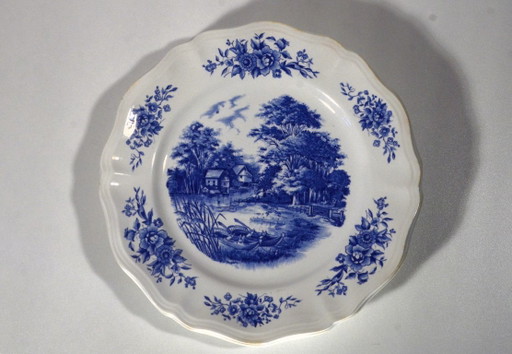 3 Piatti Blu Antichi, Sarreguemines, Motivo Romantico, D24xH2,5cm – servies, Ceramic