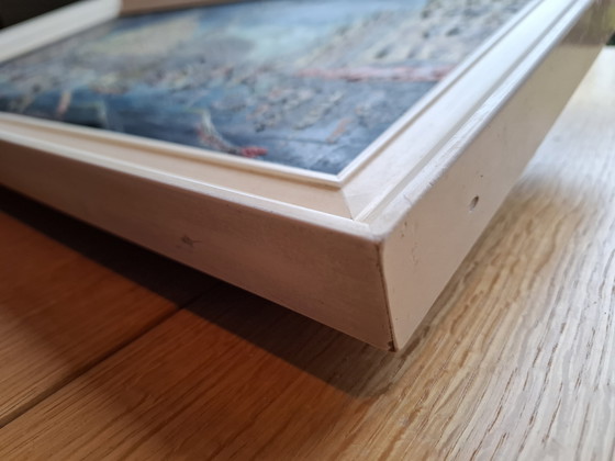 Image 1 of Schilderij stadsgezicht in de avond.