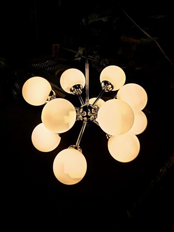 Image 1 of Lampadario Sputnik con 12 globi - cromato anni '70