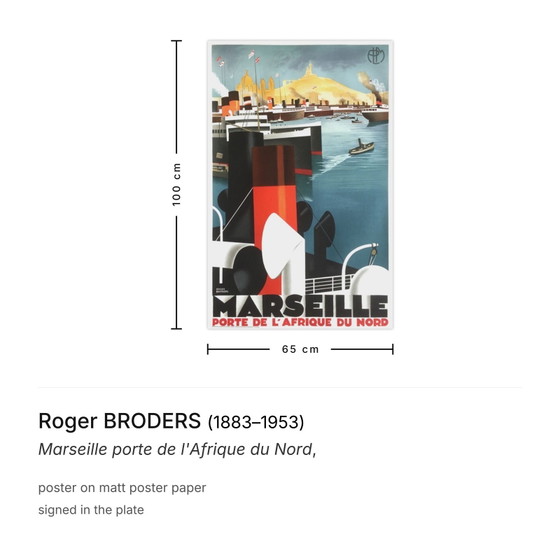 Roger Broders Poster Marseille Gateway to North Africa – Paper (photo 3 of 5)