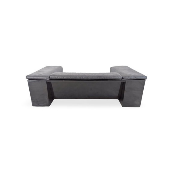 Knoll Brigadier Zweisitzer Leder schwarz Cini Boeri flache Lehne – 2 Sitzer Sofas, Leather, Wood (photo 5 of 12)