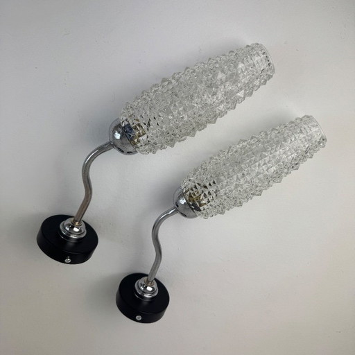 PAAR VINTAGE WANDLAMPEN MET ZWANENHALS