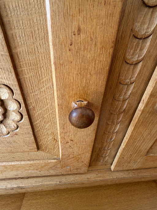 Escritorio secreter antiguo de roble / armario con puerta abatible