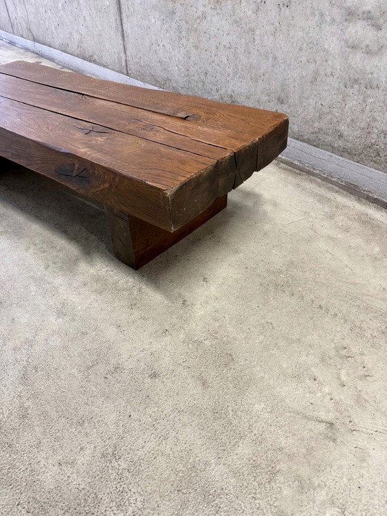 Image 1 of Tavolino da caffè brutalista in rovere massello Wabi-Sabi