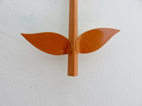 Image 1 of Oranje metalen "Fleur" spiegel 1970