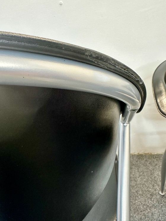 2 Sedie Calligaris Italiane Pelle Nera Vintage Anni '80/'90, Sedie da pranzo, Nero (foto 5 di 13)