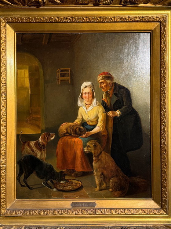 Image 1 of Zacharia Noterman (1823 - 1890) - dipinto ad olio del XIX secolo