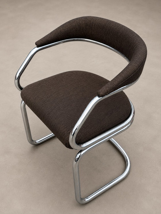 Set van 4 vintage buisframe eetkamerstoelen – Stoppino, Chrome, Mid Century Modern (photo 10 of 10)