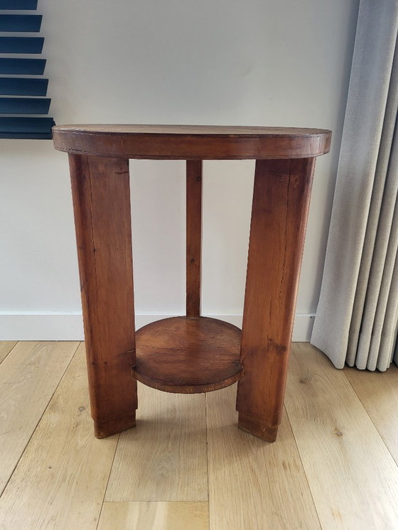 Image 1 of Mesa auxiliar ovalada de madera Art Déco o mesa para plantas