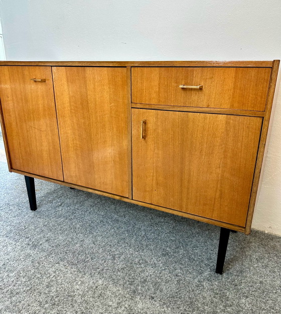 Credenza Mid Century Impiallacciatura Teak Cassettiere Anni '50 '60 Vintage, Legno, Marrone (foto 11 di 13)