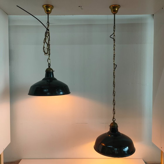 Image 1 of Lampada da caffè/soffitto industriale vintage in metallo/emaillen (4 in magazzino)