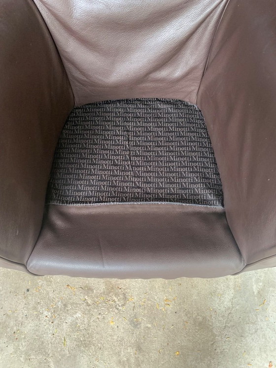 Minotti Sessel mit braunem Leder abnehmbarem Bezug – Leather, Metal (photo 6 of 7)