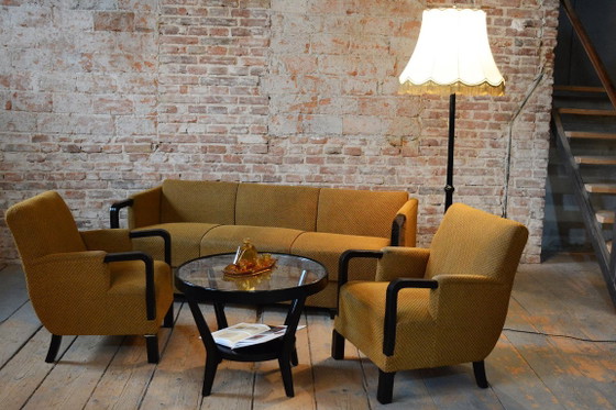 Ensemble de Sièges Art Déco Restauré, J. Halabala, UP Závody, Hêtre, Chêne, Tchèque, Années 1930 – Fauteuils (photo 26 of 36)