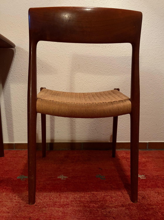 Image 1 of 5x Sillas de teca con mimbre Møller No. 77