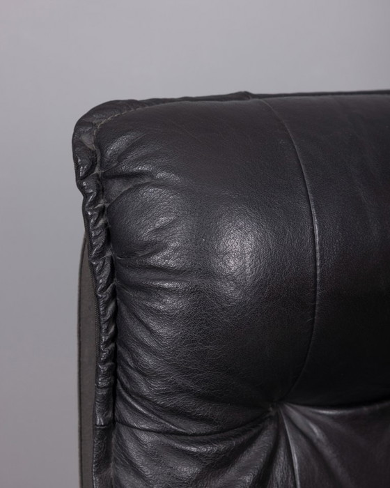 Image 1 of VINTAGE 1970S ARMCHAIR WITH FOOTREST IN METAL AND LEATHER, ITALIAN DESIGN