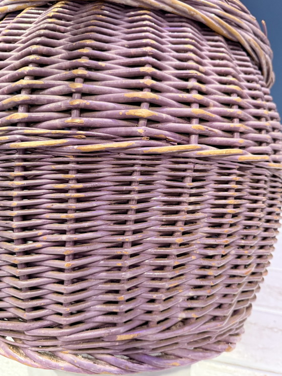 Image 1 of Grand panier vintage en rotin tressé en forme de serpent