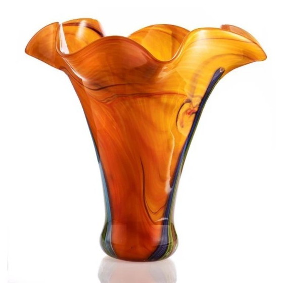 Grand vase en verre orange de style Murano – Sculptures en verre, Glass (photo 5 of 5)