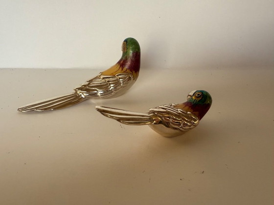 Image 1 of Uccelli smaltati in argento sterling Saturno