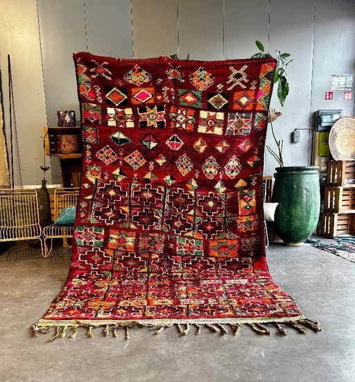 Vintage marokkanischer Boujad-Teppich 200 x 340 cm – Handgewebter Berber-Wollteppich aus den 1970er Jahren