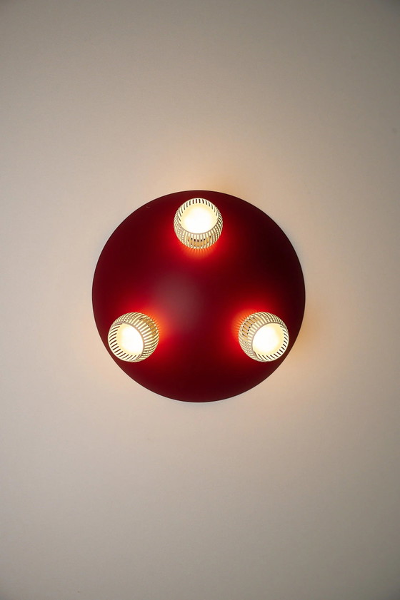 Space Age Flush Mount Ceiling Light, Metal, White (photo 6 of 7)