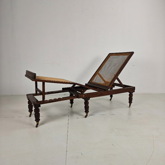 Lit de campagne anglais en chêne de la fin du XIXe siècle avec sangles en rotin d'origine – Banquettes, Wood (photo 7 of 9)