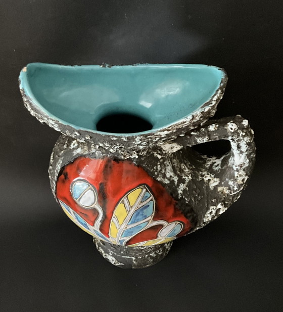 Image 1 of Large Signed Pugi Brutalist Ceramic Pitcher – Vallauris / Monaco – 1970s