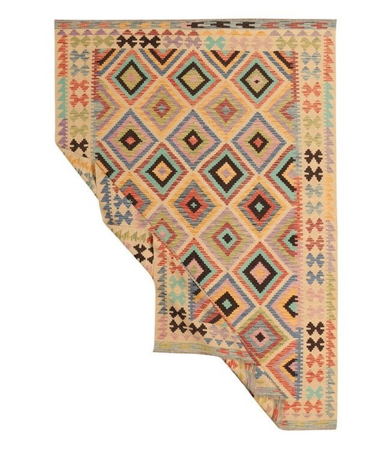 294x202cm Handgeweven Traditionele Kelim Vloerkleed Wol Tapijt, Rugs & carpets, Wool, Beige (photo 2 of 10)