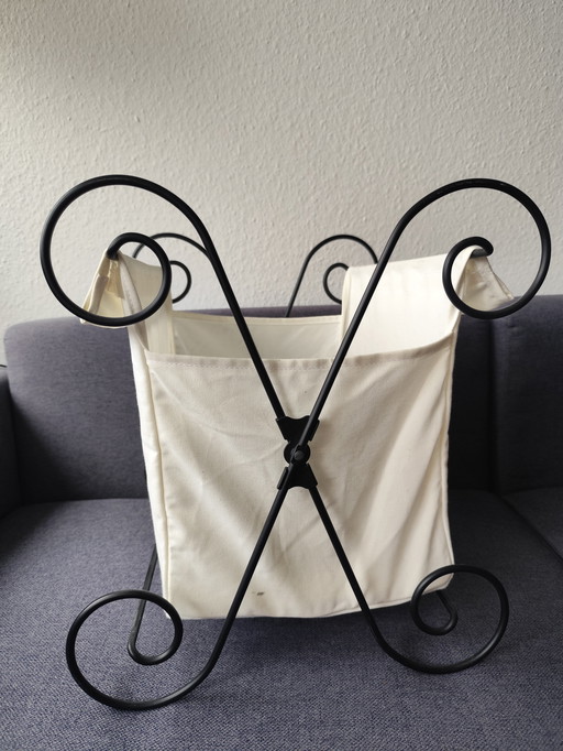 Porte-journaux Ikea Allamala, blanc, coton, métal, style vintage années 2000