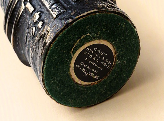 Raro Vaso Brutalista in Acciaio / Olav Joff per Polaris / Norvegia – Vasi (photo 10 of 11)