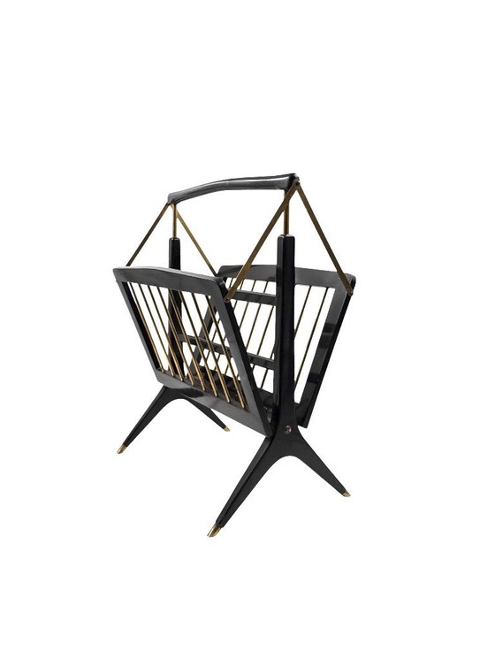 Image 1 of Zeitschriftenständer aus Messing im Mid-Century-Modern-Stil, Ico e Luisa Parisi, Italien, 1950