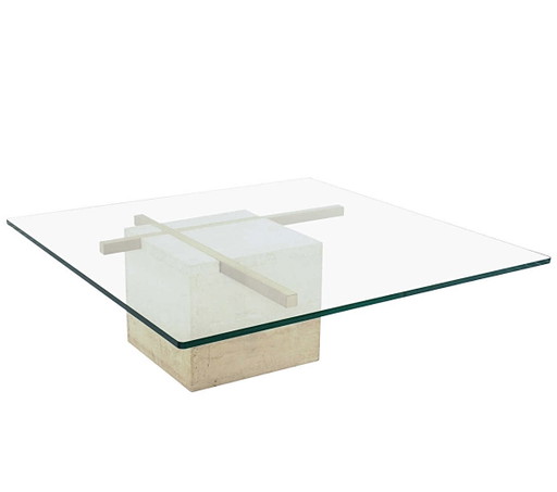 Table basse vintage en travertin