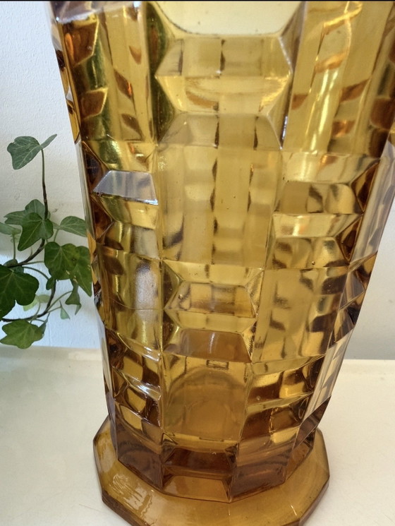 Amberkleurige Glazen Vaas Vintage – Vazen, Glass (photo 5 of 5)