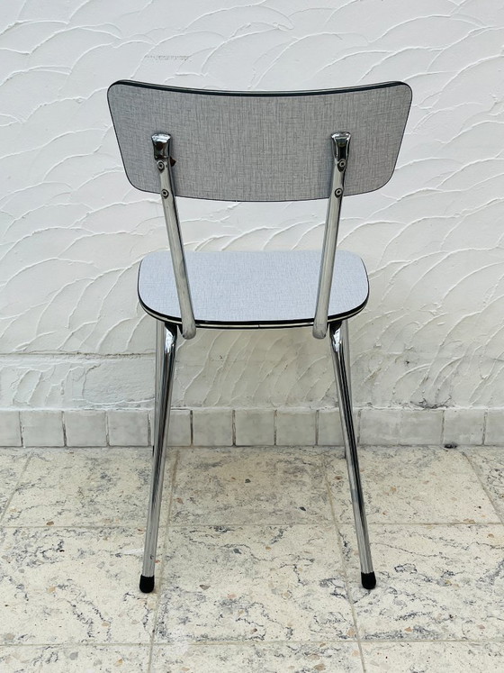 Image 1 of Set di 4 sedie da cucina vintage in Formica grigio cromato.