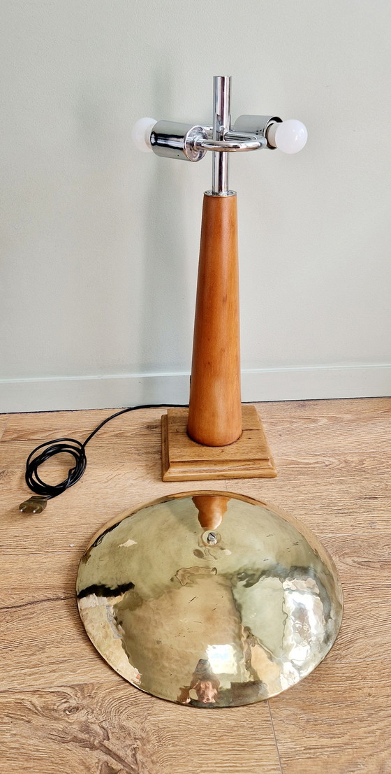 Image 1 of Vintage table lamp in wood and metal – Modernist design, 1950s